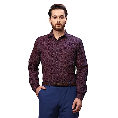 Image of Raymond Men's Pure Cotton Print Pattern Slim Fit Regular Collar Full Sleeve Casual Shirt