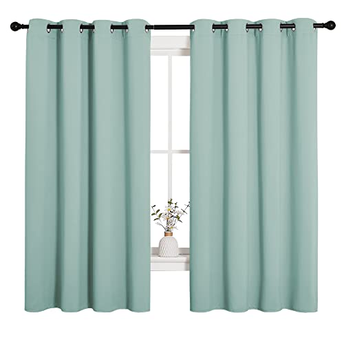 Image of NICETOWN Bedroom Curtain Panels Blackout Draperies, Thermal Insulated Solid Grommet Blackout Curtains /Drapes (Aqua, One Pair, 55 by 68-inch)