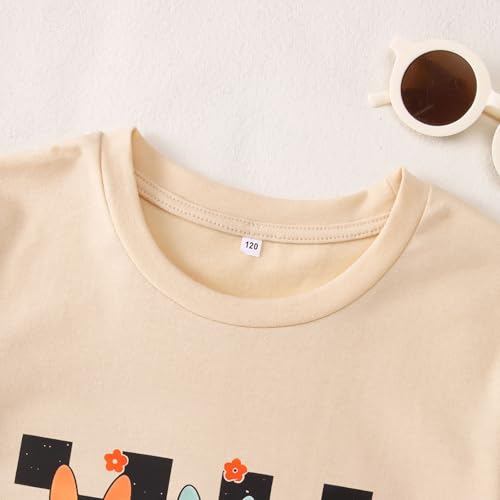 Image of SOFEON Kids Girls Easter Shirt Cute Bunny Graphic T-Shirt Funny Rabbit Flower Short Sleeve Tees Happy Easter Gift Tops
