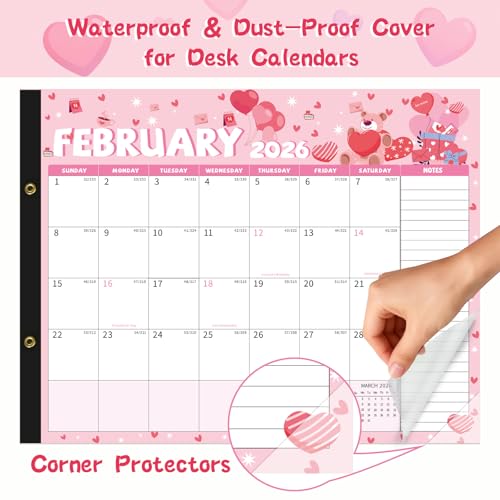 Image of Desk Calendar 2026-2027, 18-Month Large 22x17 Desk Pad Calendar from Jul 2026 to Dec 2027, Academic Planner with Cute Monthly Cartoon Themes, Waterproof Cover & Corner Protectors for Home, Office, School