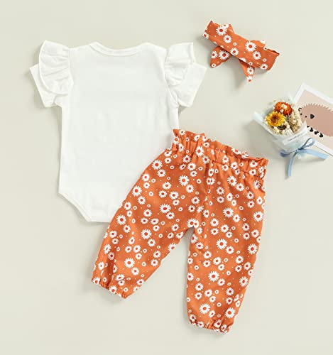 MAINESAKA Newborn Baby Girls 3pcs Outfit Set Auntie's Bestie Romper + Floral Pants Clothing Set3