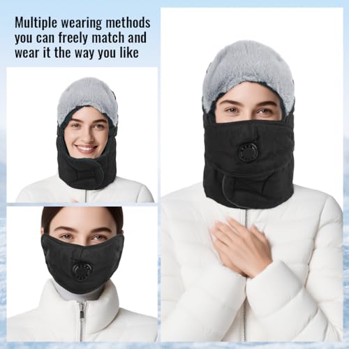 Image of SANNIDHI Winter Cap for Women Men Windproof Balaclava Ski Thermal Hat | Full Face Coverage, Ear and Neck Protection, Plush Lining, Wind Blocking, Flexible Fit for Cycling Hiking Skiing, Easy Care