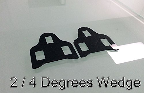 GoodVibration Wedge for Shimano SPD-SL Road Bike Pedal Cleat Shim Spacer Varus/Valgus Angle (Black, 4 Deg: 2 Sets of 2 Degrees + Bolts)