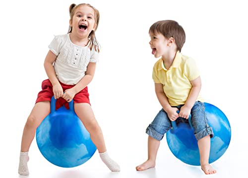 Hopper Ball With Handle For Kids - 20-Inch (50Cm) Hippity Bounce Ball For Kids Ages 7-9, Blue Jumping Kangaroo Hop Ball Boys Or Girls Gift, Sit And Hoppity Bouncer Ball With Hand Pump #TOP2