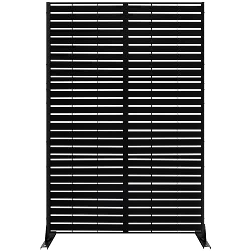 Meyoppm 72" H×47" W Metal Privacy Screen, Outdoor Indoor Privacy Screens with Stand Panels, Free Standing Decorative Privacy Screen for Patio