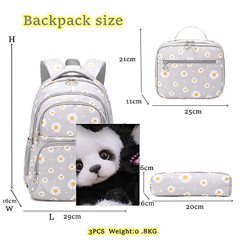 EKUIZAI 3Pcs Daisy Prints Backpack for Girls Bookbag set Primary School Daypack Elementary Students Knapsack with Lunch Box2