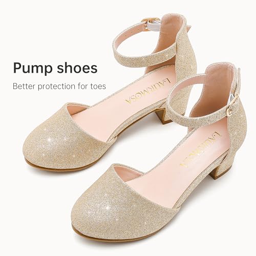 Image of LAURMOSA Girls Dress Shoes Closed Toe Pumps High Heels for Little Big Kid