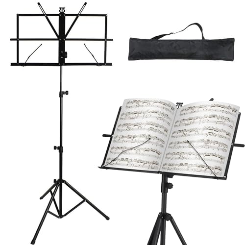 PARENCE.- Pupitre de Partition Réglable et Pliable en Aluminium – Support de Partitions Musique avec Housse de Transport – Hauteur Réglable jusqu’à 132 cm –...