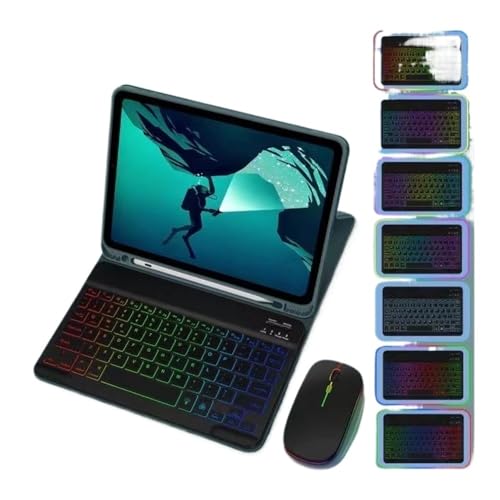 Funda para iPad Pro 11 teclado QWERTY RGB y ratón amarillo 3
