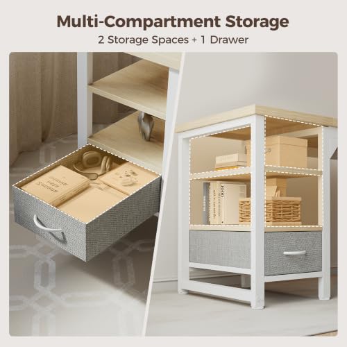 Image of Mericonia 48 in Computer Desk with Drawer, 1 inch Thick Reversible Office Desk | Modern Writing Table with Storage Shelves, Heavy Duty Industrial Study Desk for Home Bedroom Work
