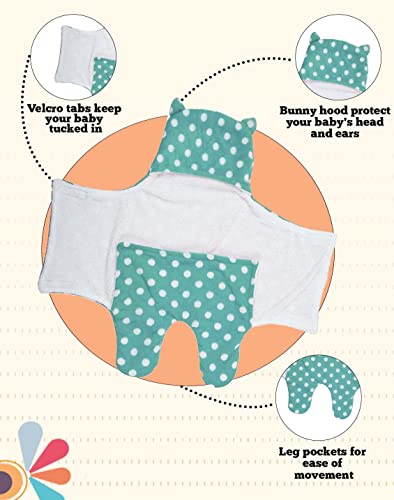 Image of New Born Multi-Purpose Baby Boy's and Baby Girl's Blanket and Sleeping Bag (Sea Green Dot, 0-6 Months)