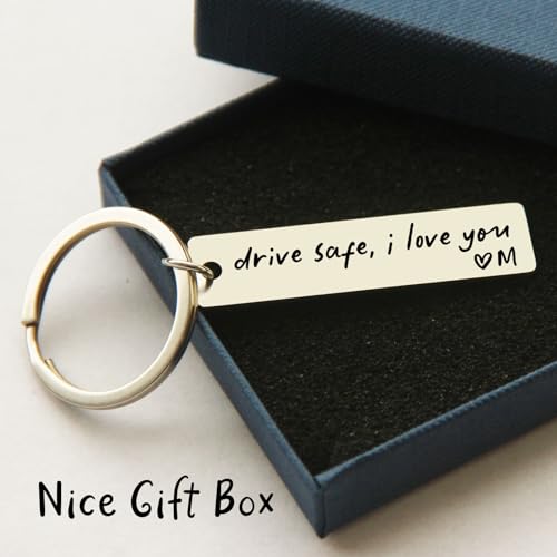 Key Chain Drive Safe I Love You Engraved Initial Personalized Gift for Husband Boyfriend - Image 3