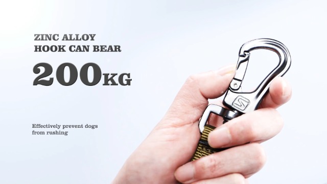 Guinzaglio Tattico Elastico Per Cani - Con Doppia Maniglia, Resistente A 200 Kg, Nero - Foto 2