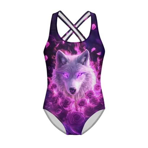 Image of WELLFLYHOM Girls Swimsuit 5-14 Cross Back Swimwear Full Coverage One Piece Bathing Suit Sleeveless Beachwear