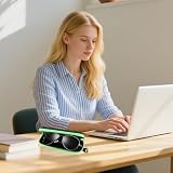 Rdunulioo 3 sztuki etui na okulary, modne przenośne etui na okulary z zamkiem błyskawicznym i karabińczykiem, w zestawie 6 ściereczek do czyszczenia z mikrofibry, pudełko na okulary, klucze i