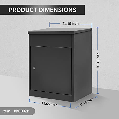 Ydocabinit Package Delivery Boxes For Outside, Extra Large Mailbox For Parcel, Galvanized Steel Parcel Mailbox, Wall Mounted Lockable Anti-Theft For Porch,Curbside,Black-Bg002B #TOP1