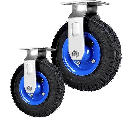 WORDFUN Rotelle AntiGraffio, Ruote Pivottanti in Gomma, Ruote per con Freni Carichi Pesanti, Ruote per Carrello Fissa, 150mm 200mm 250mm, Rotelle per Spostare Mobili, Set di 2, con Viti Inox