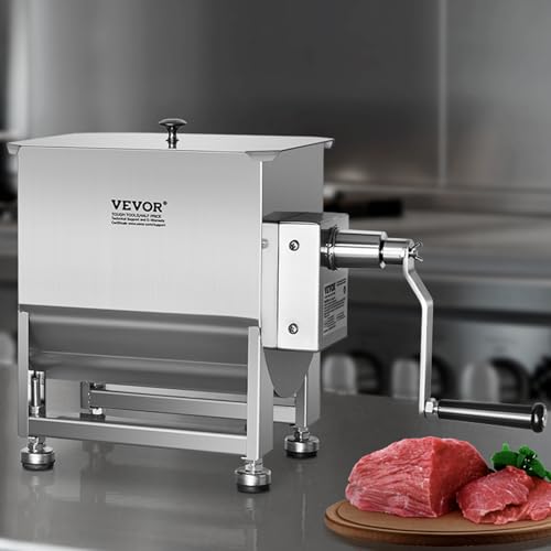 VEVOR Manual Meat Mixer, 10L Fixed Tank Meat Processing Equipment(Mixing Max 15LBS for Meat), Stainless Steel Mixer, Sausage Machine with Lid Handle Gear Reducer, Ground Beef Hand Mixer by VEVOR - Image 8