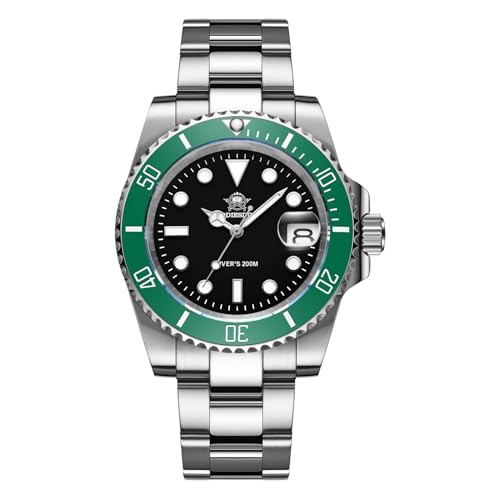 ADDIESDIVE Quartz Steel Watch Diver 200 M Black Dial Green
