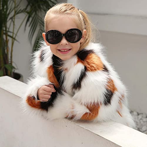 Moonker Girls Coat 3-8 Years Old,Toddler Girls Kids Autumn Winter Warm Clothes Faux Fur Leopard Thick Jacket Outwear3