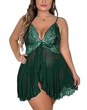 Plus Size Babydoll Lingerie for Women Lace Chemise Sexy Sleepwear (G,3XL)