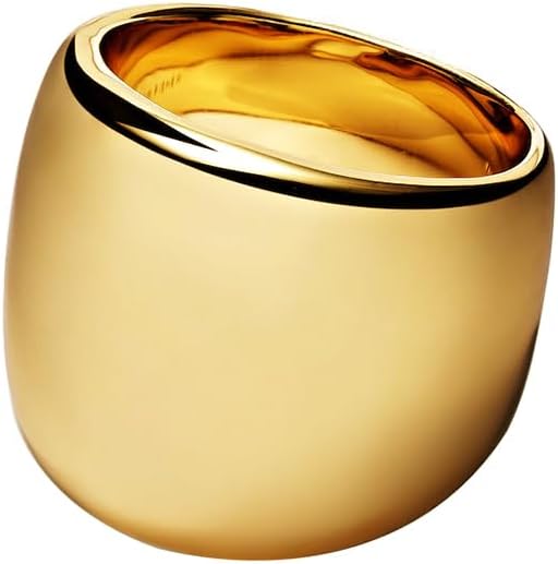 OIDIMS Minimalist Chunky Wide Band Ring for Women Men Gold-Tone Plated Vintage Thick Fashion Dome Knuckle Middle Index Finger Rings Wedding Bands Hypoallergenic Comfort Fit Trendy Jewelry Size 6 7 8