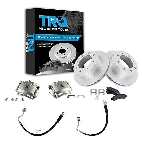 Image of TRQ Rear Brake Pad & Rotor Kit Compatible with 03-11 Chevrolet Express 2500 3500 GMC Savana