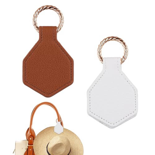 2 Stück Magnetische Hutclip für Reisen, Magnetischer Huthalter für Taschen Organizer Leder Taschen Clips für Hüte zum Aufhängen an Handtaschen Gepäck ohne Spuren zu Hinterlassen (Weiß, Braun)