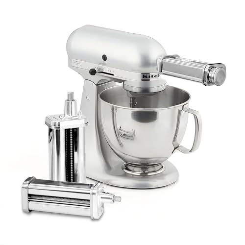 Image of Wiselet Pasta Maker Attachment for KitchenAid Stand Mixer, 3 Pieces Pasta Roller Attachments, Full Body Stainless Steel and Heavy Duty, Homemade Spaghetti, Fettucine and Lasagne