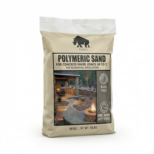 Rhino Power Bond Plus Polymeric Sand 10 lbs, Beige | Jointing Sand for Pavers & Natural Stone up to 2 inch Joints | Patio, Walkway, Driveway & Garden Path