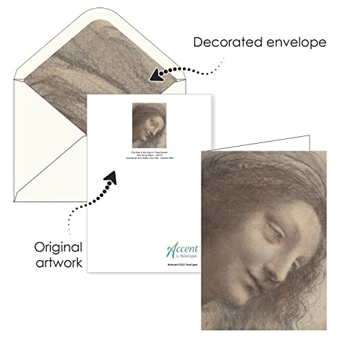 Image of RainCaper Fine Art Keepsake 5x7 Blank Stationery da Vinci Greeting Note Cards With Decorative Envelopes, Gift Boxed Set of 16 | 300 GSM Cardstock (Women of da Vinci)