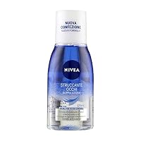 NIVEA Augen Make-Up Entferner Double Effect, Abschminkwasser für die sensible Augenpartie, Gesichtsreiniger entfernt extrem wasserfeste Mascara (125 ml)