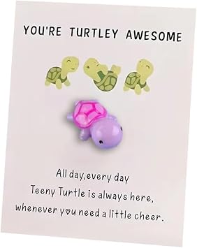 Mini Pocket Hug Turtle,Youre Turtley Awesome Inspirational Gift with Card,Thank You Note Cards Greeting Card Mini Sea Turtle Figure Pocket Hug Gift for Friends and Family,Cards and Card StockPurple