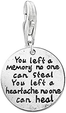 Sexy Sparkles Memorial Charm with Lobster Clasp – You Left a Memory No One Can Steal, You Left a Heartache No One Can Heal – Clip-On Pendant for Bracelets & Necklaces image 2
