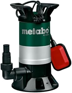 Metabo Schmutzwasser-Tauchpumpe PS 15000 S – 0251500000 – Nennaufnahmeleistung 850 W – Max. Fördermenge 15000 l/h und max. Förderhöhe 9, 5 m – Max. Eintauchtiefe: 5 m – 257 x 200 x 345 mm