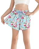 Kids Shorts with Pocket Shorts 2 in 1 Spandex Butterfly Skorts Running Dance Short for Girls Floral Girl Short Size 8 9