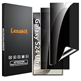 Lesakit 2 Pack Privacy Screen Protector for Samsung Galaxy S24 Ultra 6.8 inch, Anti Spy TPU Flexible Screen Protector [Support Fingerprint ID], True 28°, High Sensitivity, Case Friendly