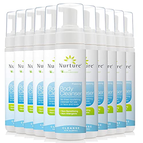 Nurture Rinse Free Waterless Foaming Cleanser | Women, Camping, Elderly & Hospital Care | Waterless Shower & Bath Wash W/Aloe For Sensitive Dry Skin | Perineal Cleansing Foam, Hand & Body Soap #TOP26
