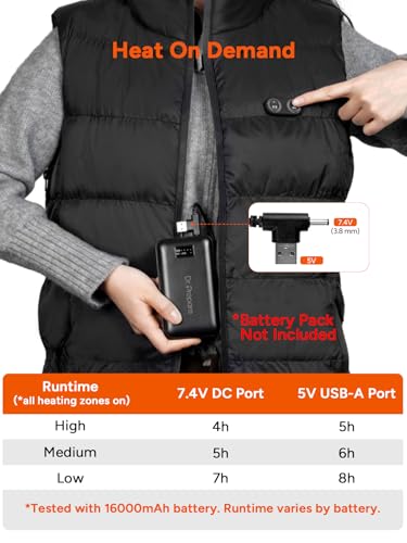 Image of DR.PREPARE Heated Vest, Unisex Heated Clothing for Men Women, Lightweight USB Electric Heated Jacket with 3 Heating Levels, 6 Heating Zones, Adjustable Size (Battery Pack Not Included)