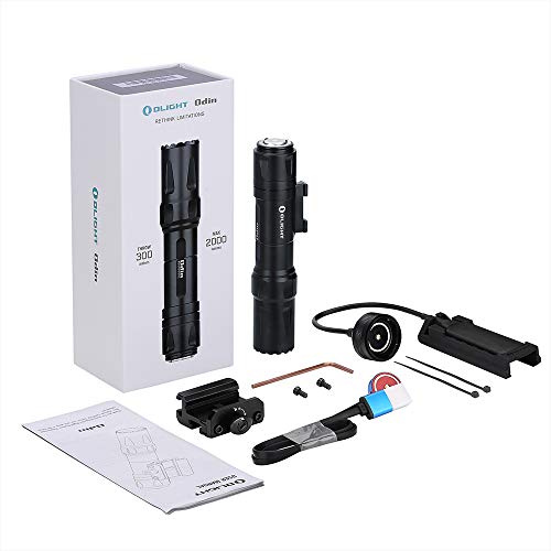 Olight Odin 2000 Lumens Picatinny Rail Mounted Rechargeable Tactical Flashlight With Remote Pressure Switch, 300 Meters Beam Distance, Powered By Battery(Black) #TOP6