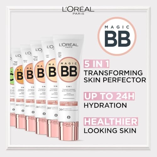 L'Oréal Paris Magic BB Cream with SPF 20, 5-in-1 Skin Tint with Vitamin B5 and Vitamin E, Lightweight Hydrating Formula Adapts to Skin Tone for a Natural Glowy Finish, 30 ml, Shade: 02 Light