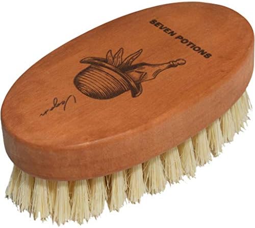 Seven Potions Vegan Beard Brush for Men — 100% Sisal Plant Fibre & Pear Wood — Firm Bristles to Gently Tame/Soften/Exfoliate – 100% Natural, Non-Synthetic