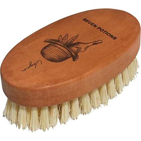 Seven Potions Vegan Beard Brush for Men — 100% Sisal Plant Fibre & Pear Wood — Firm Bristles to Gently Tame/Soften/Exfoliate - 100% Natural, Non-Synthetic Cover