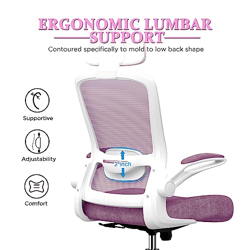 Mimoglad Office Chair, High Back Ergonomic Desk Chair With Adjustable Lumbar Support And Headrest, Swivel Task Chair With Flip-Up Armrests For Guitar Playing, 5 Years Warranty #TOP2