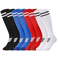 Zuimei 4 Pairs Kids Football Socks, Boys Football Socks Kids Breathable Soccer Socks Knee High Sock for Boys Running Training, Aged 4-8, Size 10-14