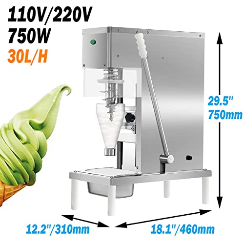 Txmachine Ice Cream Machines Real Fruit Ice Cream Blender Mixer Machine 30L/H Commercial Swirl Drill Frozen Yogurt Milkshake Ice Cream Blending Machine Maquina Helados (110V, With 2 Plastic Cone Cups) #TOP1