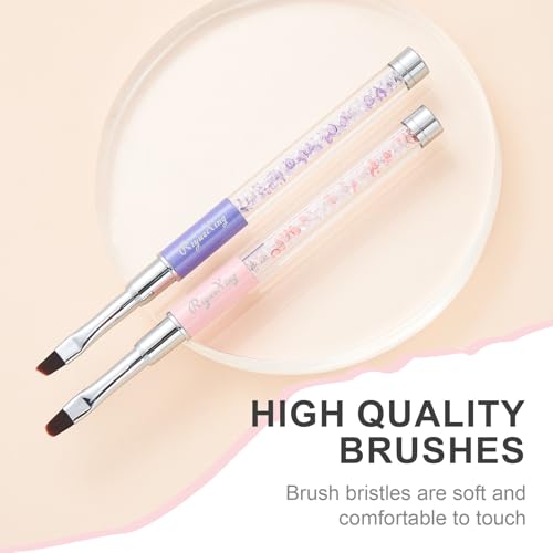 RIYUEXING 2PCS Nail Art Clean Up Brushes - Flat/Angled Nail Brushes for Cleaning Polish Mistakes on the Cuticles, Brushes for Nail Art and Designs Painting DIY