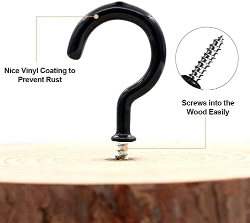 JANEMO 5 Pcs Cup Hooks, 2.9 Inch Long Sturdy Smooth Vinyl Coated Wall Hanging Hooks, Use for Living Rooms, Kitchens, Garages or Offices, Black & White