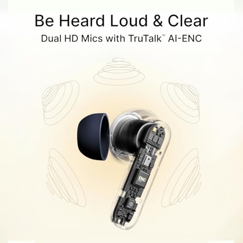 Image of pTron Bassbuds Indie in-Ear TWS Earbuds w / 10mm Drivers, 45Hrs Playtime, Dual HD Mic & AI-ENC Calls, Custom EQ, Mobile App, Bluetooth V5.4 Earphones, Voice Assistant, Type C Charging & IPX5 (Blue)