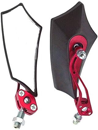 ESUPPORT Red Universal Motorcycle Motorbike 8mm 10mm Rear View Side Mirror ATV Scooter Bike Sport